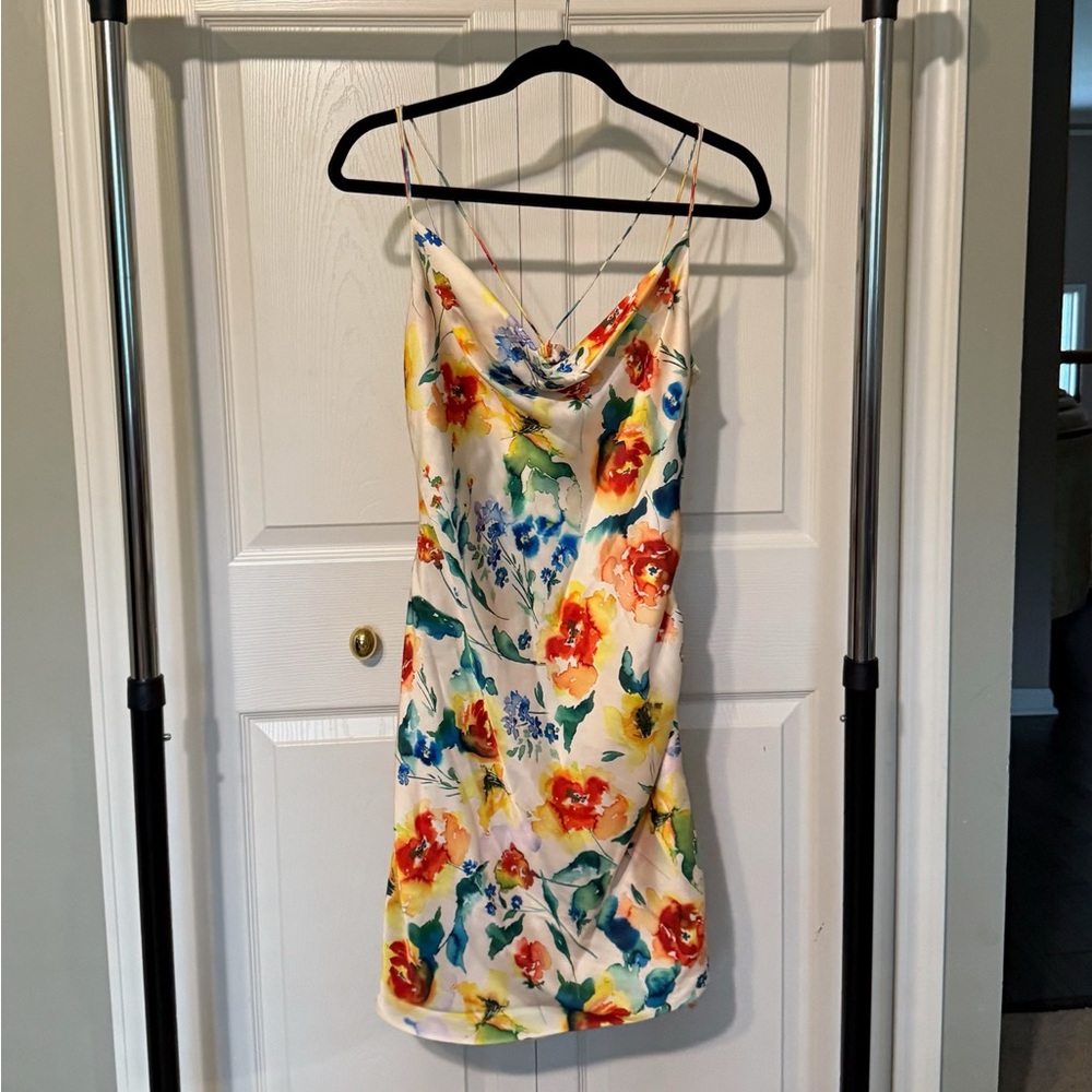 Parker Black Mini Floral Multicolored Dress